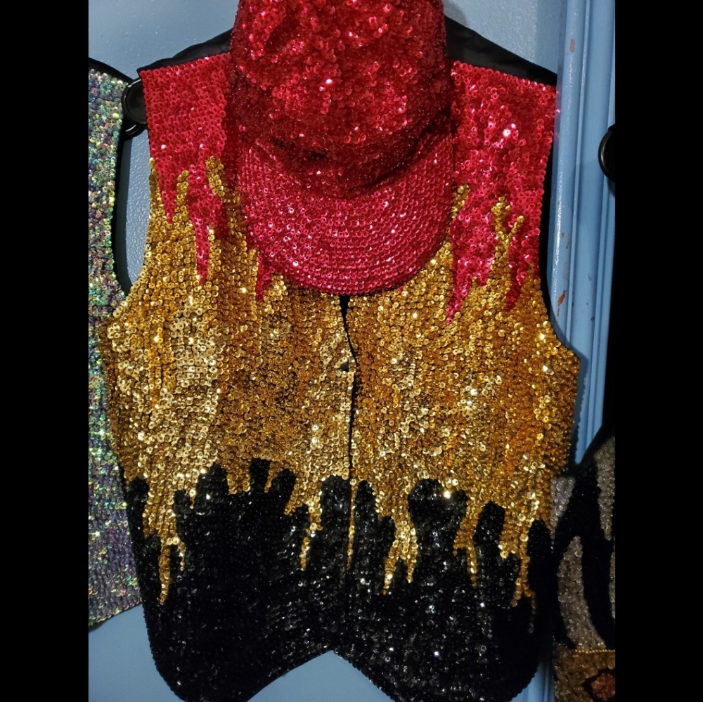 Vintage Sequin Vest/Hat Combo